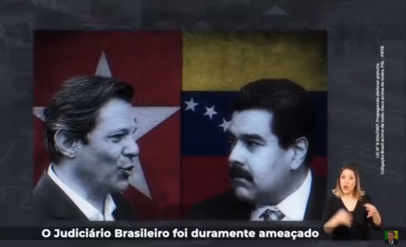 Bolsonaro. Haddad é vinculado a Nicolás Maduro, presidente da Venezuela, a respeito de supostas alterações na Constituição