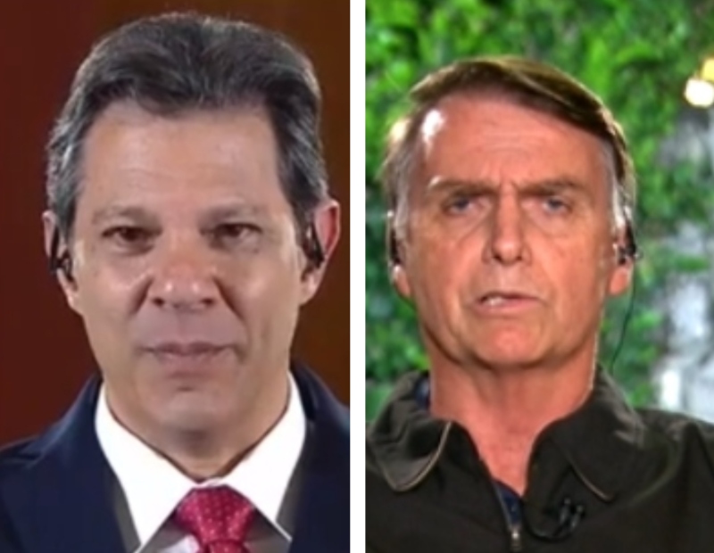Haddad e Bolsonaro dão a largada no segundo turno com entrevista ao JN[fotografo]Reprodução / YouTube