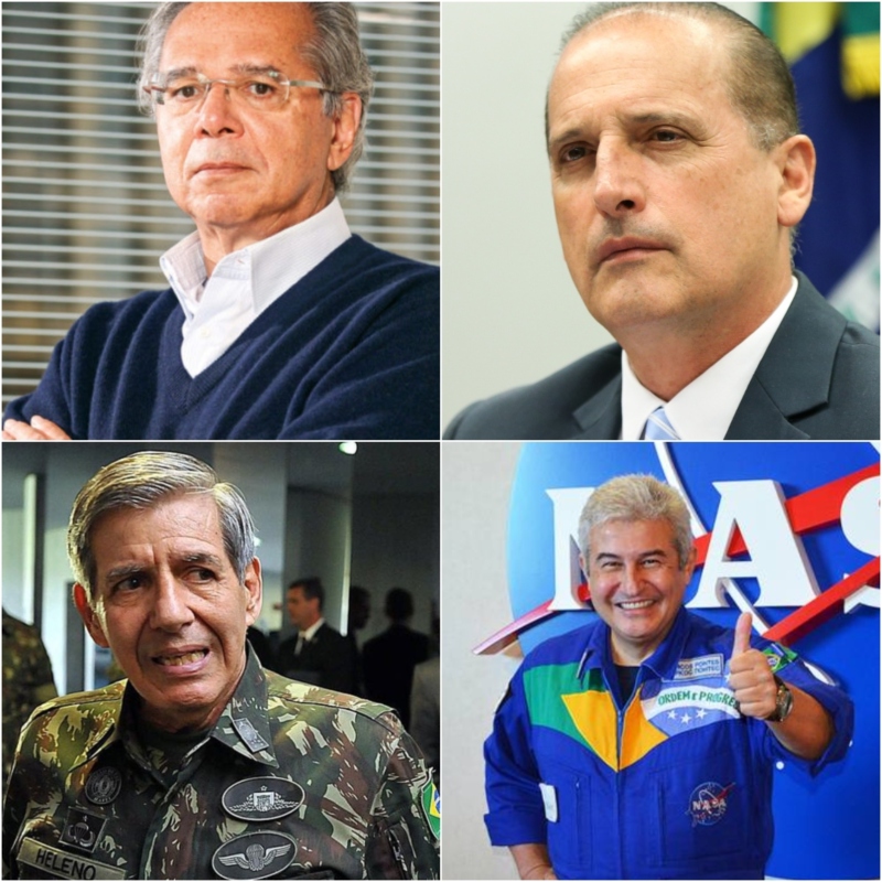 No sentido horário: Paulo Guedes, Onyx Lorenzoni, Marcos Pontes e Augusto Heleno