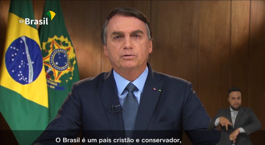 O presidente Jair Bolsonaro discursa de maneira virtual na abertura da Assembleia da ONU[fotografo] TV Brasil/Reprodução [/fotografo][fotografo] TV Brasil/Reprodução [/fotografo]