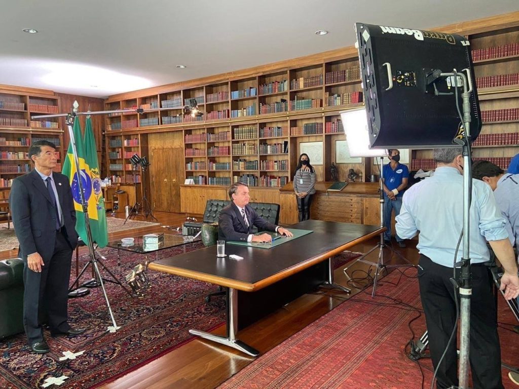 O presidente da República, Jair Bolsonaro, grava pronunciamento. Foto: Twitter/jairbolsonaro