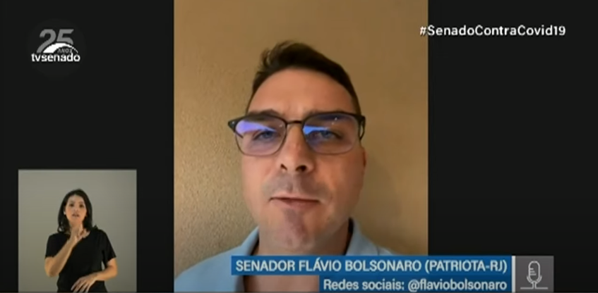 O senador Flávio Bolsonaro (Patriota-RJ) [fotografo]TV Senado via Youtube[/fotografo]