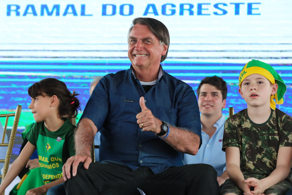 Presidente Jair Bolsonaro durante a cerimônia de inauguração do Ramal do Agreste e da Barragem de Campo Grande, em Pernambuco. Foto: Fotos: Isac Nóbrega/PR