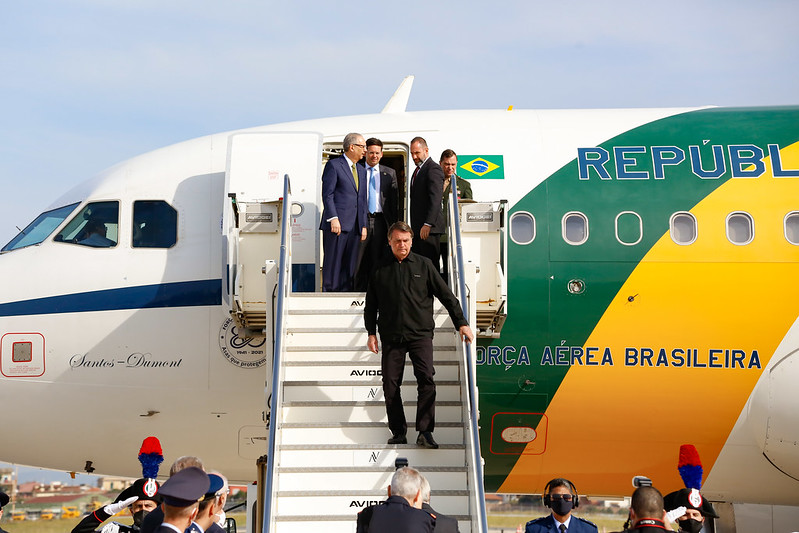 Chegada de Bolsonaro ao Aeroporto Ciampino em Roma. Foto: José Dias/PR