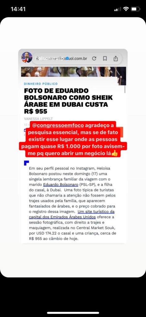 Instagram Eduardo Bolsonaro