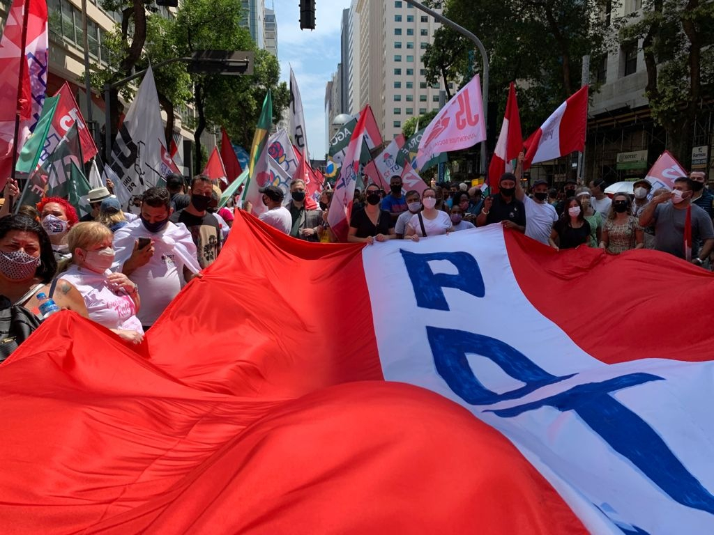pedetistas em Manifestação no centro do Rio de Janeiro, outubro de 2021. Foto: PDT via Instagram