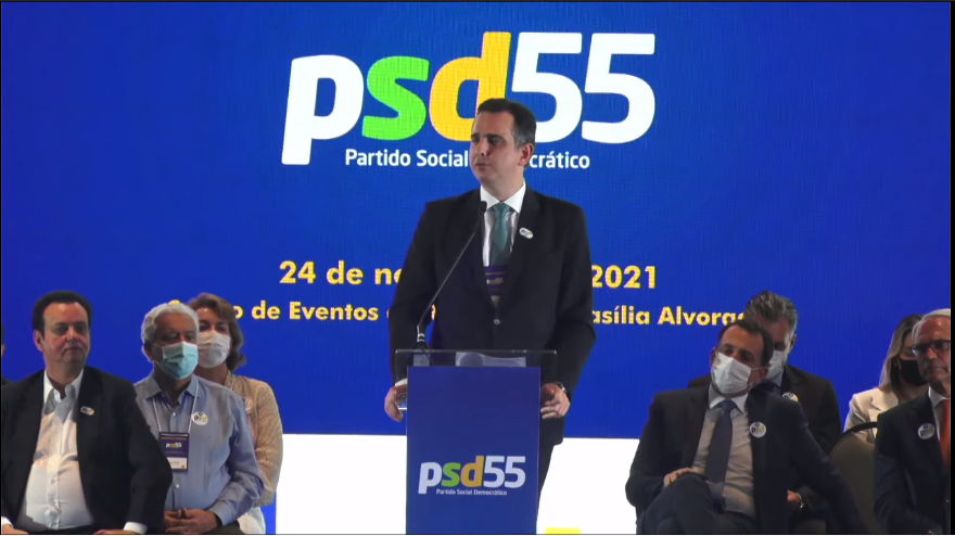 Rodrigo Pacheco, durante convenção nacional do PSD. Foto: Reprodução/PSD
