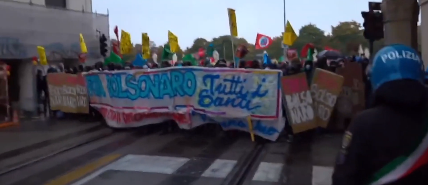 Imagens da manifestação contra Jair Bolsonaro em Pádua, Itália. Dia 1/11/2021. Foto: Twitter/Reprodução