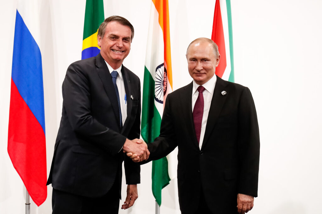 Jair Bolsonaro com presidente da Rússia, Vladmir Putin