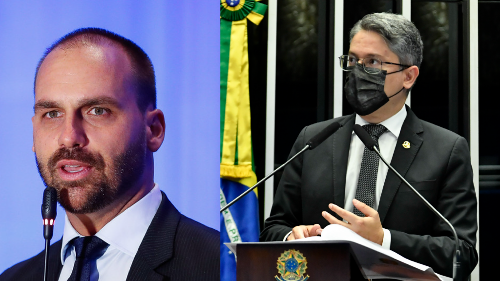 Eduardo Bolsonaro e Alessandro Viera trocaram farpas por conta de PL sobre armamento.