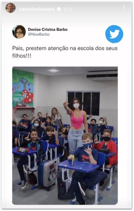Post compartilhado por Carlos Bolsonaro no Instagram.