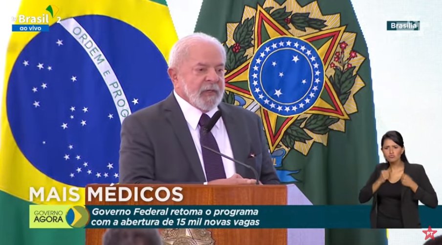 O presidente Lula (PT) relançou nesta segunda-feira (20) o programa Mais Médicos, com novos benefícios para os participantes. Foto: Reprodução/TV Brasil