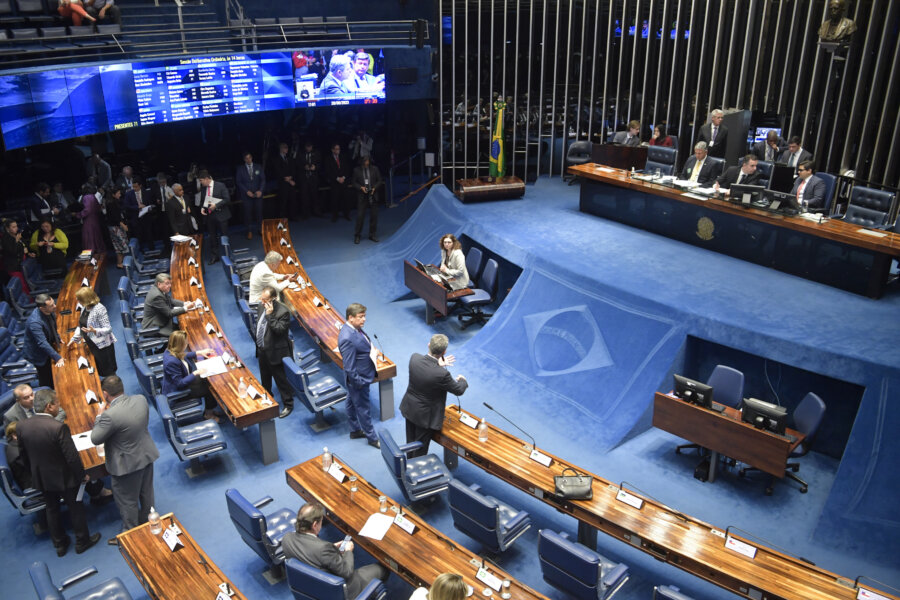 O plenário do Senado aprovou na noite desta quarta-feira (21) o projeto do arcabouço fiscal, que vai substituir o atual teto de gastos. Foto: Jonas Pereira /Agência Senado