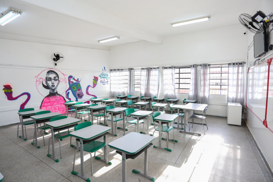 Sala de aula na Escola Estadual Thomazia Montoro, em São Paulo. Foto: Marcelo S. Camargo/Governo do Estado de SP
