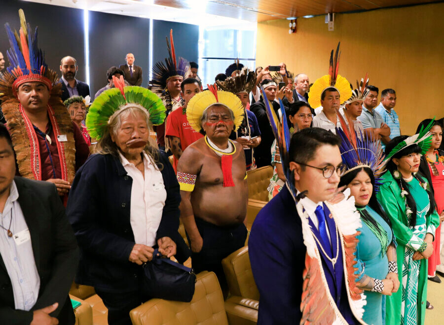 Lideranças indígenas no julgamento do marco temporal no STF .Foto: Nelson Jr./SCO/STF