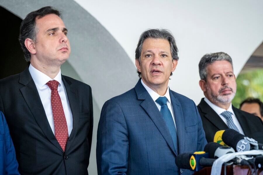 Rodrigo Pacheco, Fernando Haddad e Arthur Lira; ministro quer esforço concentrado para a pauta econômica