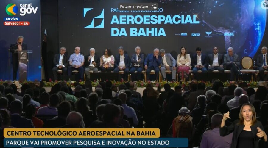 Lula participa da abertura de parque aeroespacial na Bahia, nesta quinta-feira (18). Foto: reprodução