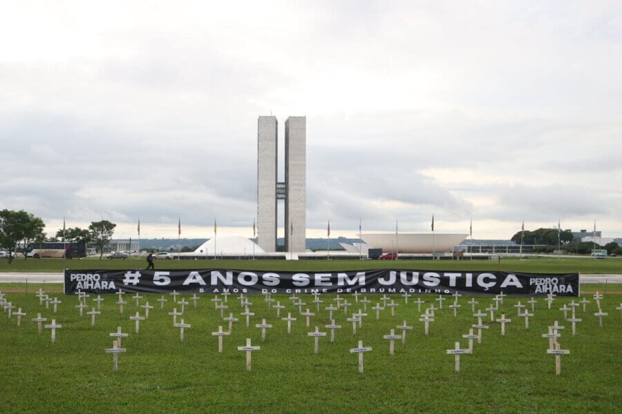 Ato na Esplanada dos Ministérios relembra 272 vítimas de Brumadinho e pede justiça. Foto: Reprodução
