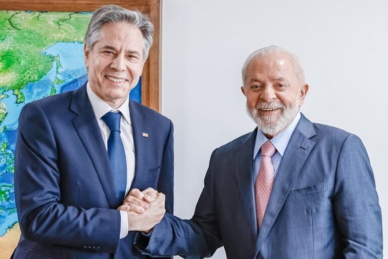 Lula se reuniu com secretário de Estado dos Estados Unidos, Anthony Blicken. Durante reunião, conversaram sobre G20, Gaza e Ucrânia. Foto: Ricardo Stuckert