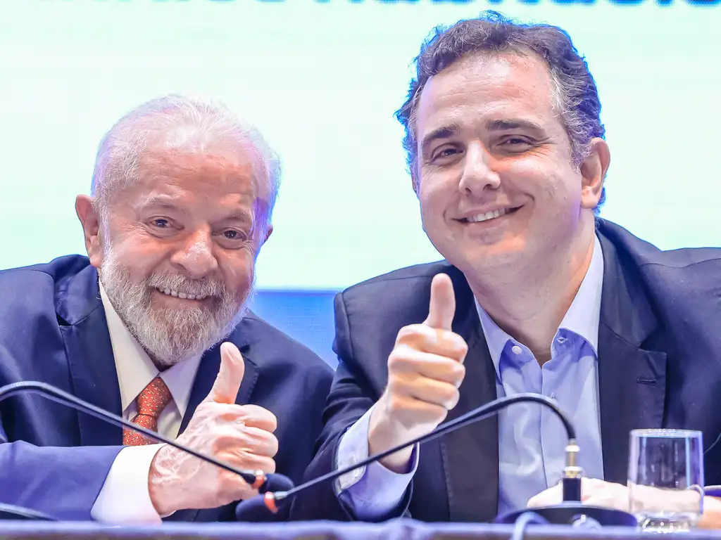 O presidente Lula (PT) com o presidente do Senado, Rodrigo Pacheco (PSD-MG). Foto: Ricardo Stuckert/PR