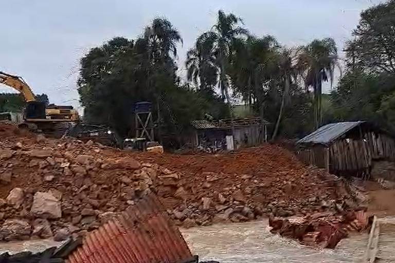 Dnit afirma que destruição de casas de indígenas no Rio Grande do Sul foi atuação emergencial para liberar via. Foto: Reprodução
