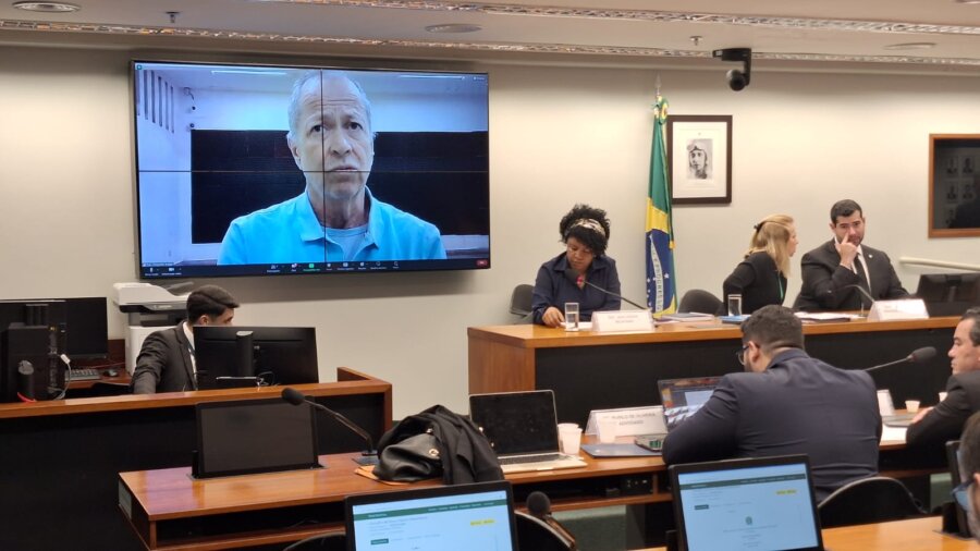 O deputado Chiquinho Brazão (sem partido-RJ) em transmissão de vídeo para ser questionado pelo Conselho de Ética da Câmara. Foto: Lucas Neiva/Congresso em Foco