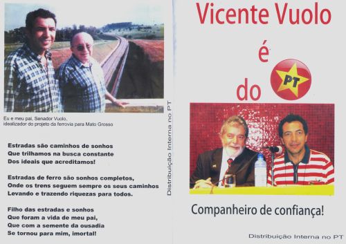 Panfleto de Vuolo Filho, o homem que consegue estar em Mato Grosso e no Senado em Brasília ao mesmo tempo